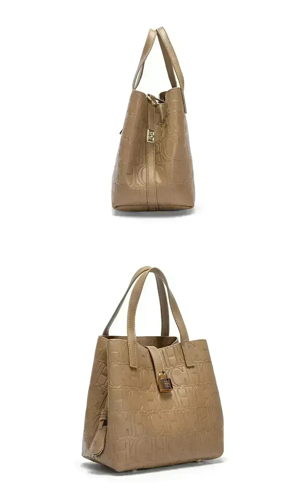 CH Large Capacity Handbag Luxury Brand Temperament Letter Print with Lock Design 2025 Trendy Women's Crossbody Bag