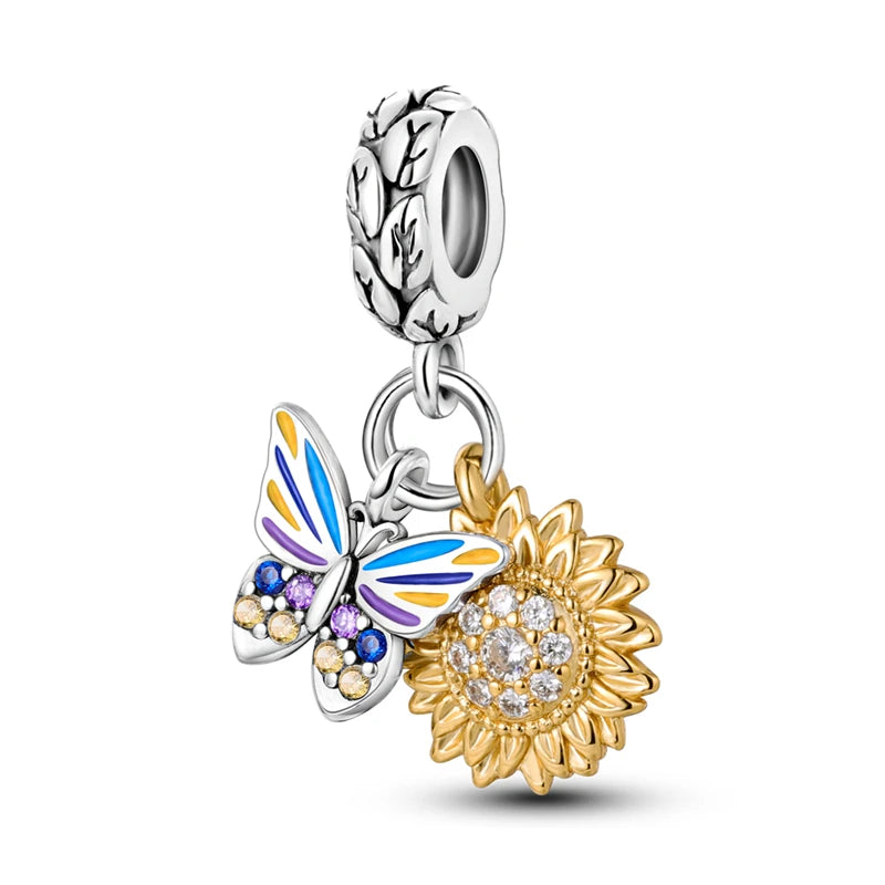 925 Silver Plating Colorful Butterfly Insect Animal Charms Beads Sparkling Zircon Fit Qikaola 925 Original Bracelets DIY Jewelry