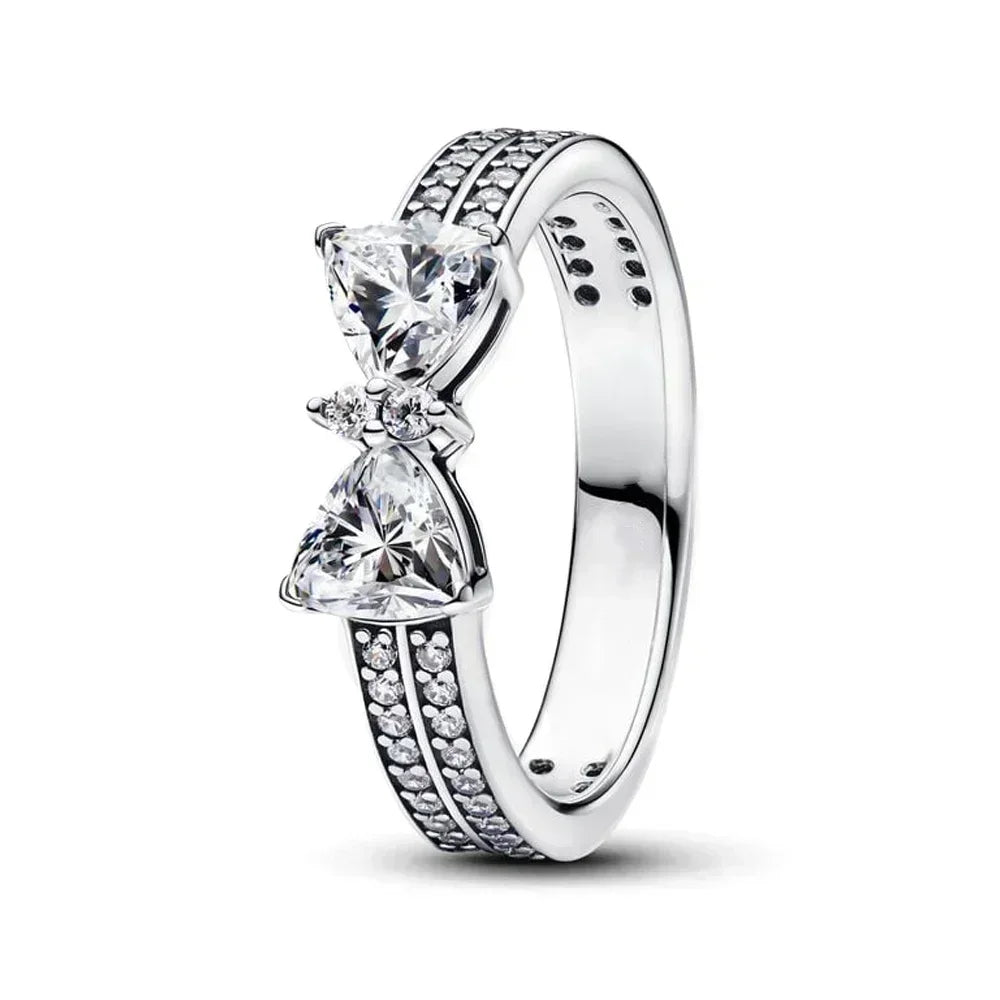 New Ring Original 925 Sterling Ring Heart Bow Sun Moon Star Flower Crown For Women Mother's Day Valentine's Day Gift DIY Jewelry
