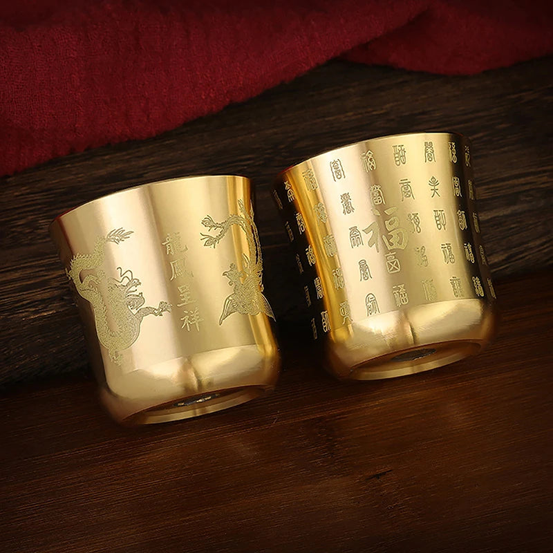 Brass Tea Cups Tea Mug Homeware China Antique Bar Drinkware Ancient Teacup For Drink Tea Coffee Tabletop Home Office Decor