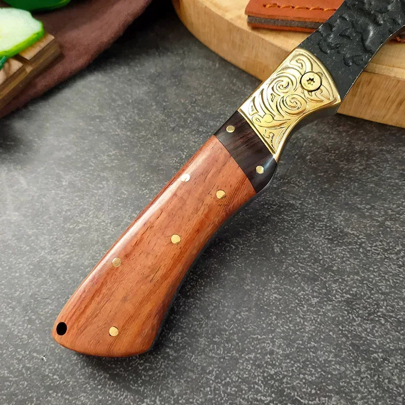 High Hardness Butcher's Knife BBQ Meat Fruit Cutting Utility Knife Professional Bone Chopping Axe Wood Handle Chef Slicing Knife