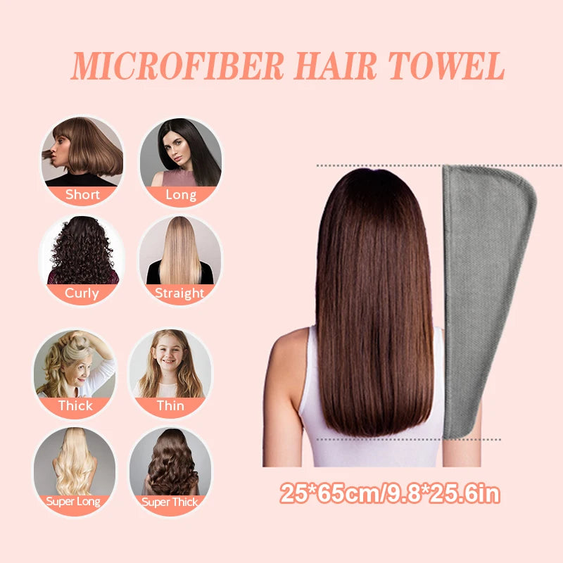 Solid Color Hair Towel Textured Dry Hair Cap 9.8 "X 25.5" Absorbent Hair Towel Wrap for Button-down Women