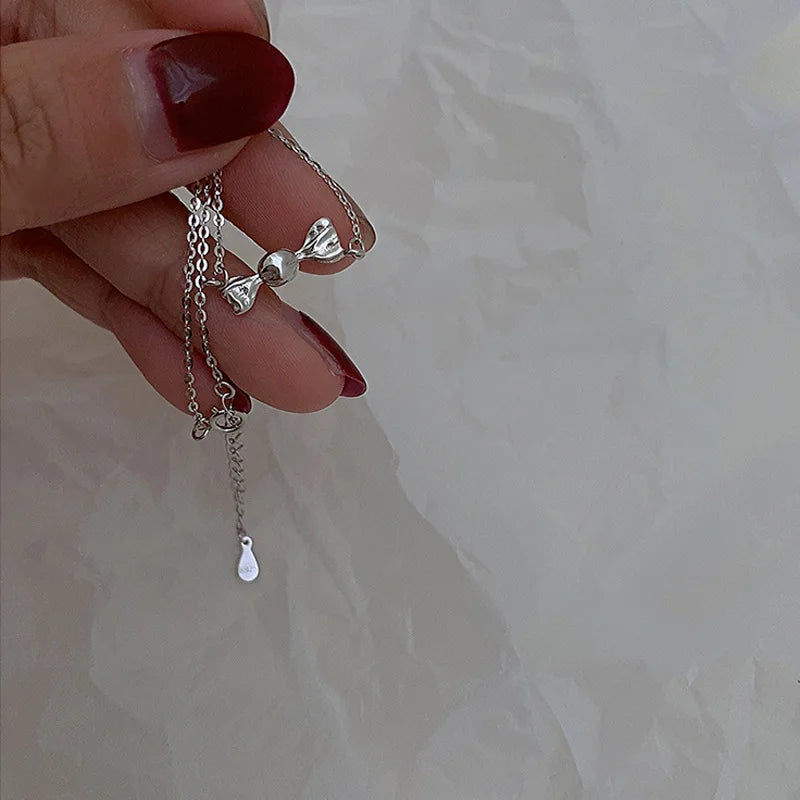 VENTFILLE 925 Silver Diamond-Studded Butterfly Bracelet Women's Fashion Temperament Flower Adjustable Bracelet