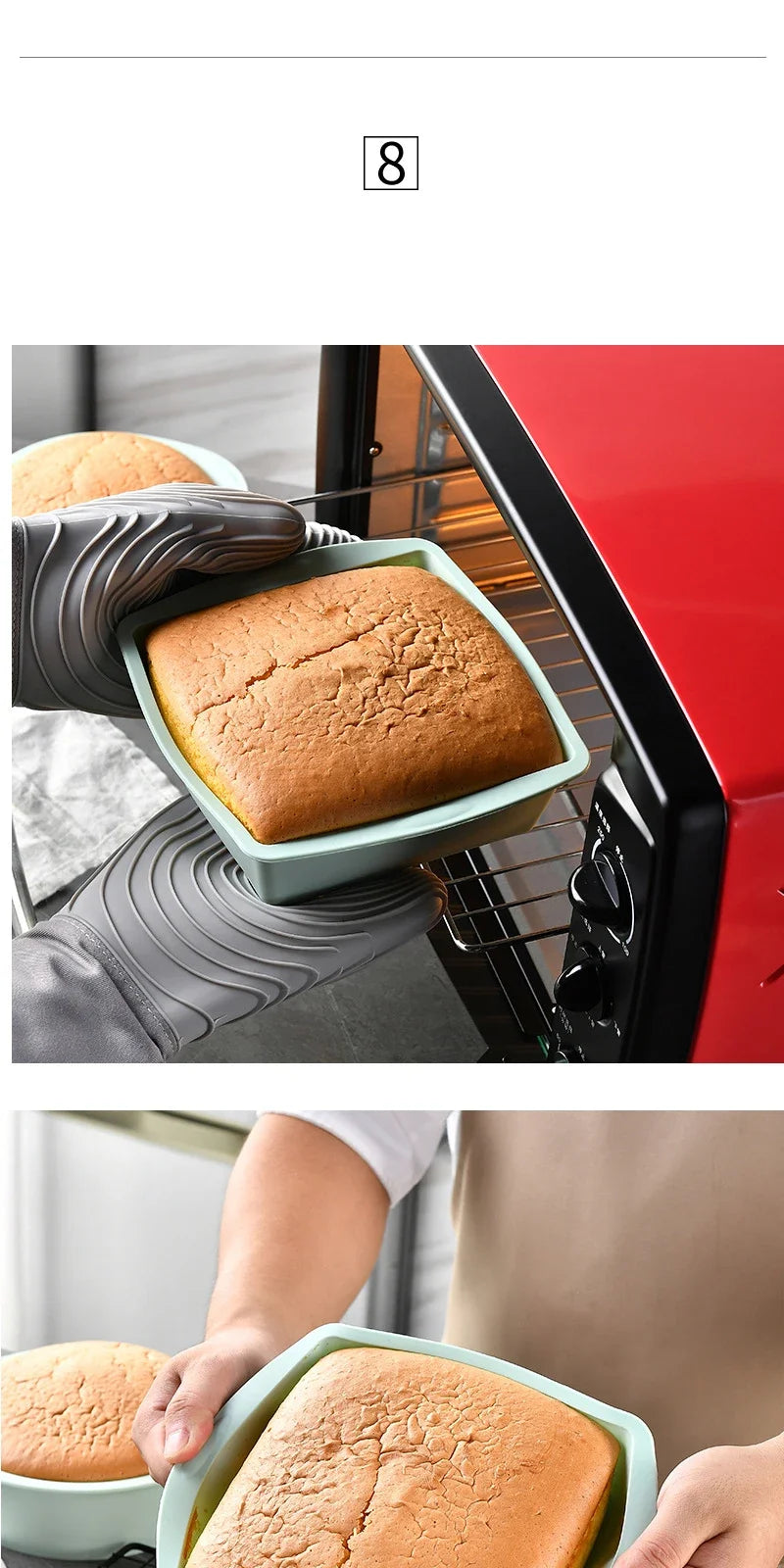 2Pcs Silicone Cake Mold Tray Pans Round Square Kitchen Silicone Nonstick Baking Pans Reusable Cake Pans Baking Tools