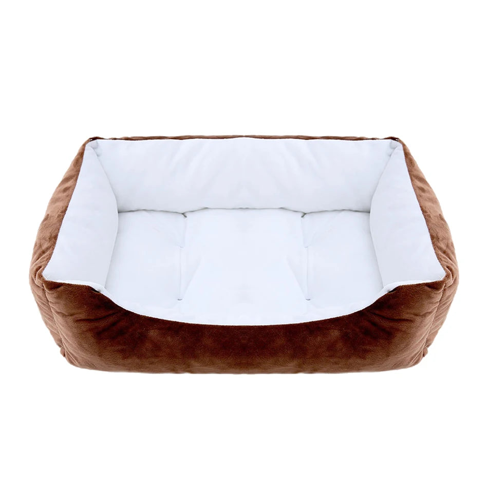 Plush Square Pet Bed - Calming Sofa Cushion for Cats & Small/Medium Dogs