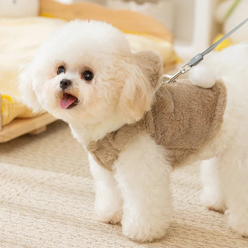 Cozy Fleece Dog Coat - Bear-Design Winter Jacket for Small Breeds