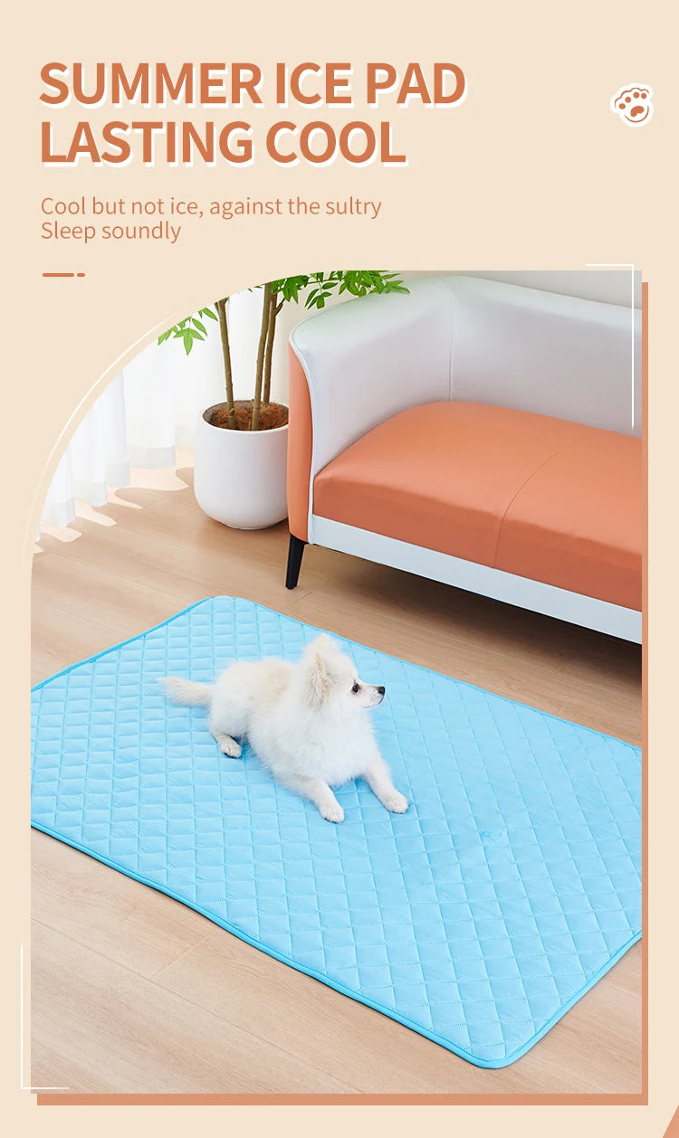 Portable Dog Cooling Mat - Ice Silk Pet Pad for Indoor & Outdoor Use