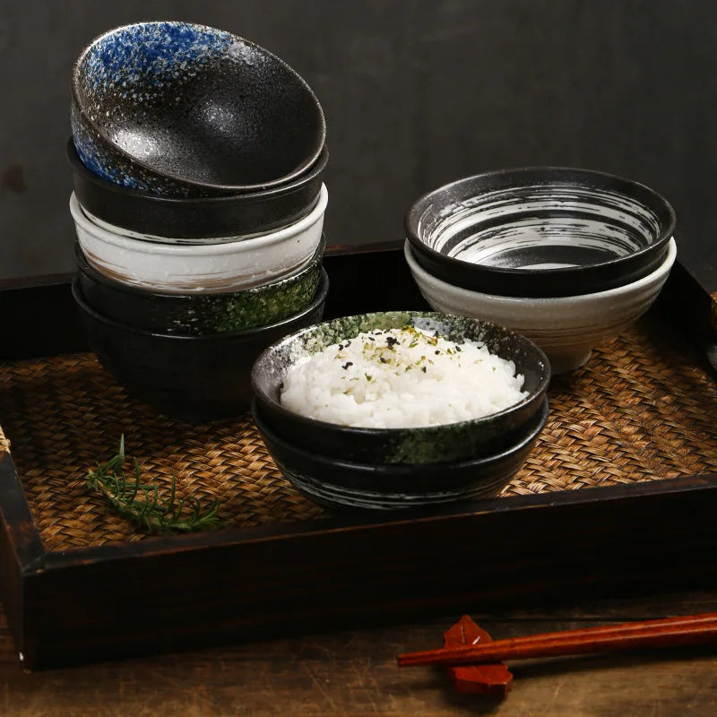 4.5inch Japanese Ceramic Rice Bowl Porcelain Dishes Pretty Restaurant Table Top items Soup Noodles Sauce Bowls Dinnerware