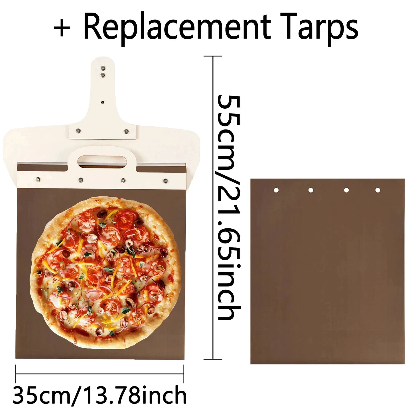 55*30cm Sliding Pizza Peel Shovel Removable Wooden Handle Pizza Spatula with High-temperature Resistant