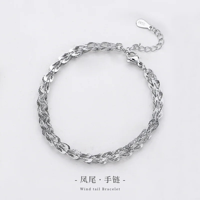 VENTFILLE 925 Silver Diamond-Studded Butterfly Bracelet Women's Fashion Temperament Flower Adjustable Bracelet