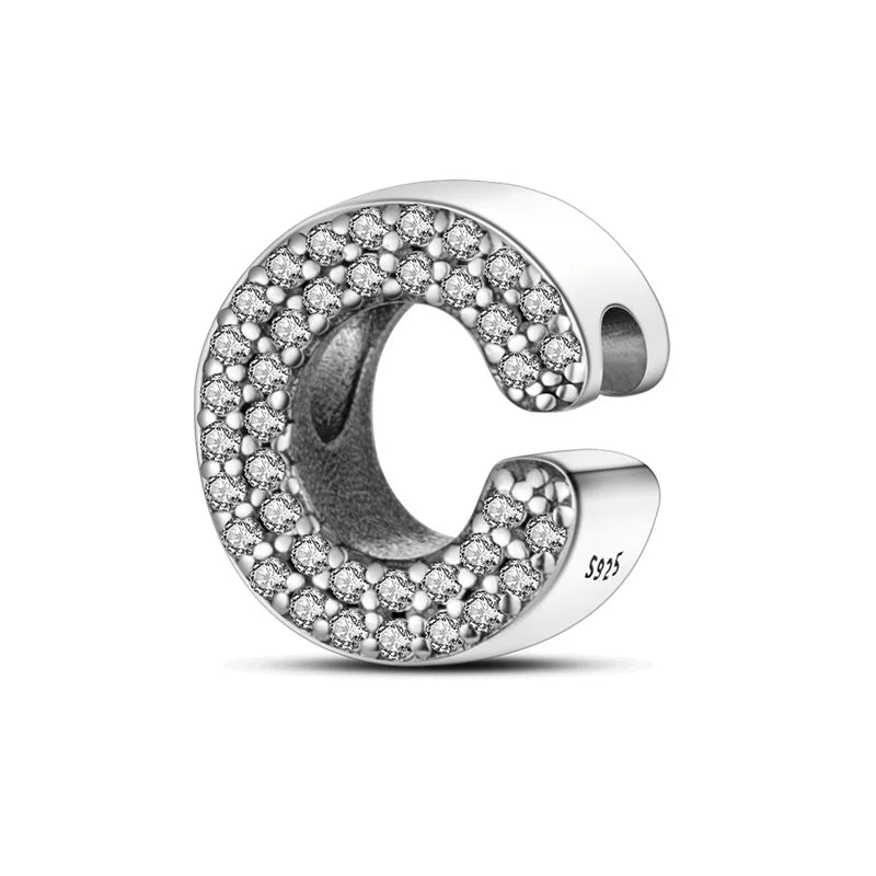 Charms 925 Silver Plated 26 Alphabet Letters Charms Beads Fit 3mm 925 Original Bracelets Fine DIY Birthday Jewelry Gifts