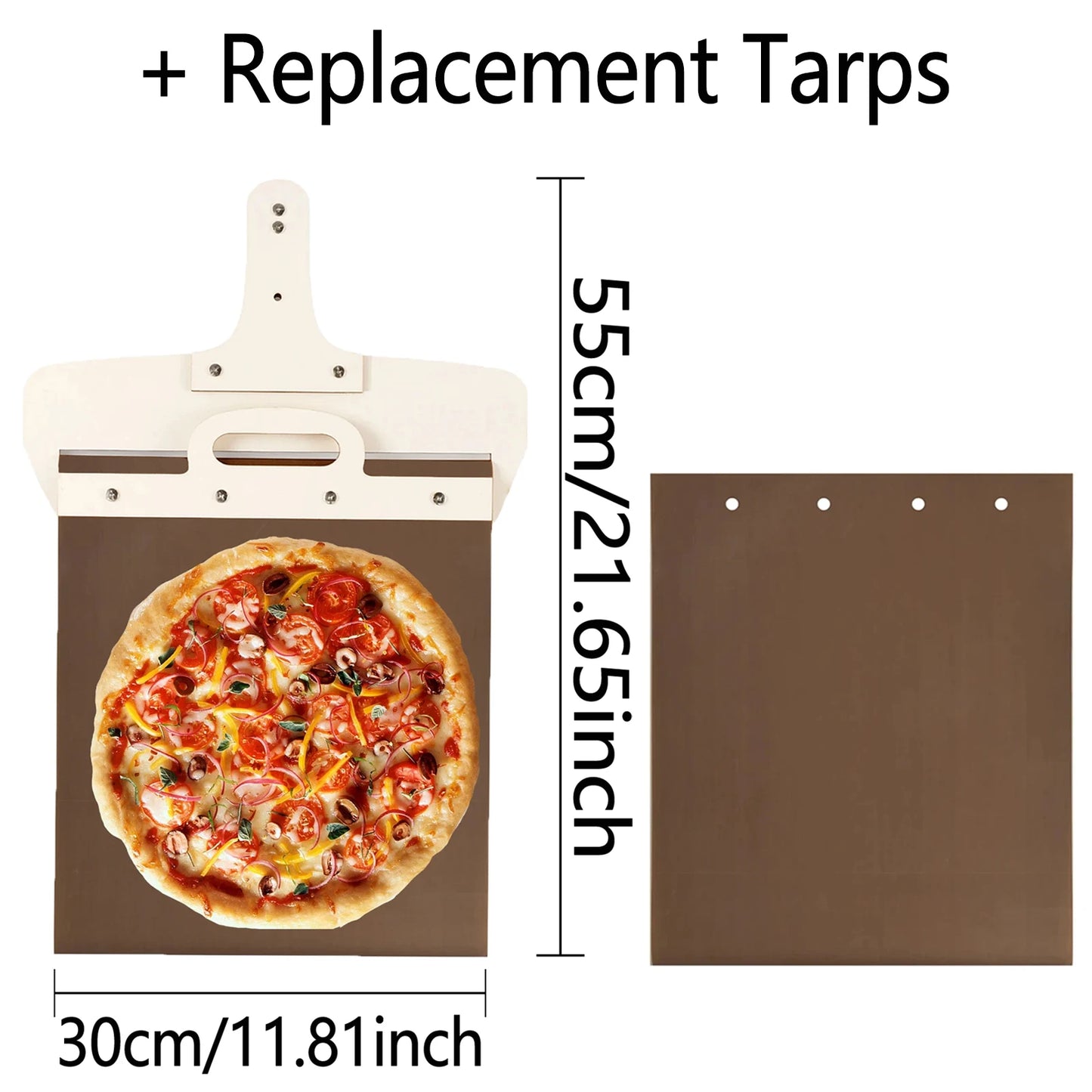 55*30cm Sliding Pizza Peel Shovel Removable Wooden Handle Pizza Spatula with High-temperature Resistant