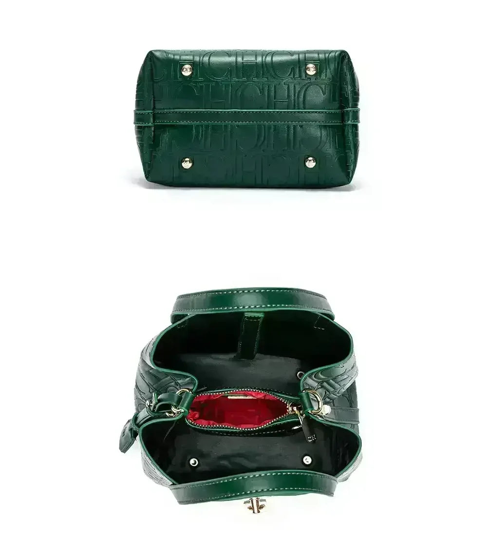 CH Large Capacity Handbag Luxury Brand Temperament Letter Print with Lock Design 2025 Trendy Women's Crossbody Bag