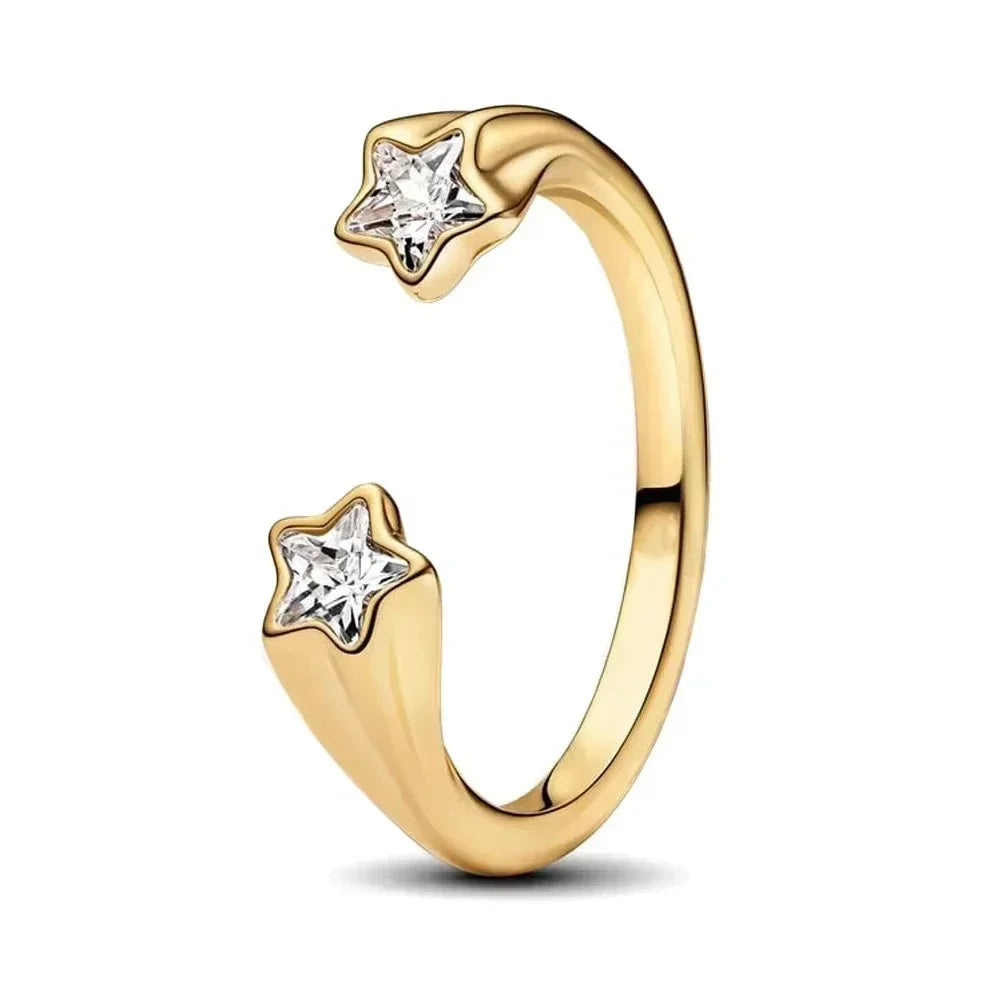 New Ring Original 925 Sterling Ring Heart Bow Sun Moon Star Flower Crown For Women Mother's Day Valentine's Day Gift DIY Jewelry