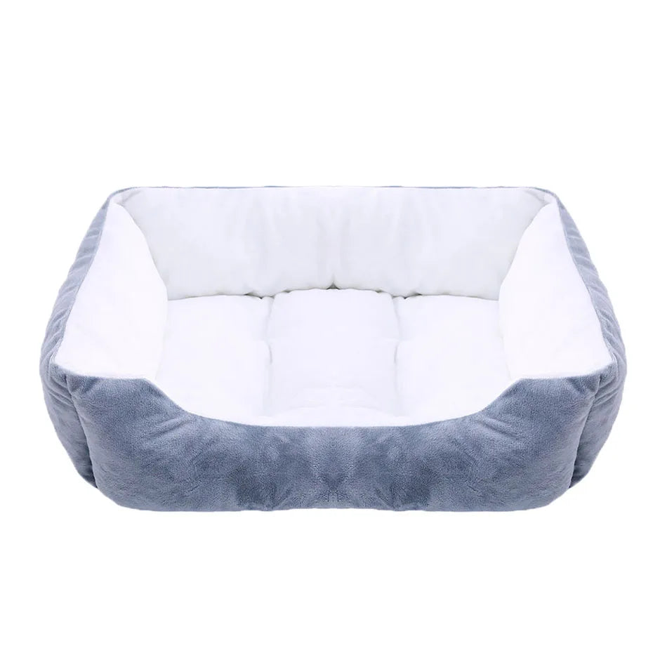 Plush Square Pet Bed - Calming Sofa Cushion for Cats & Small/Medium Dogs