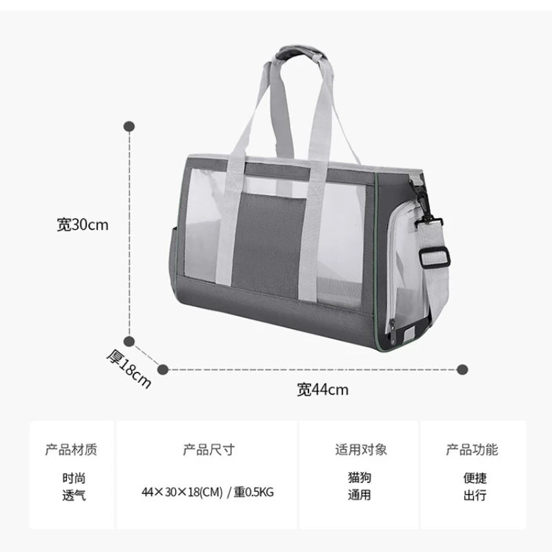 Soft-Sided Pet Carrier Bag – Airline Approved, Foldable, Up to 15 lbs