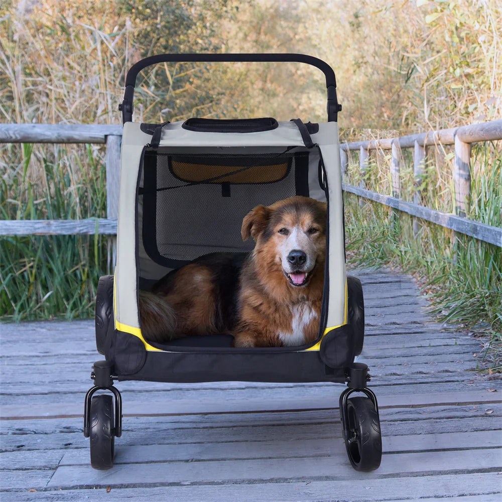 Premium 4-Wheel Dog Stroller - Foldable Pet Jogger for All-Size Dogs