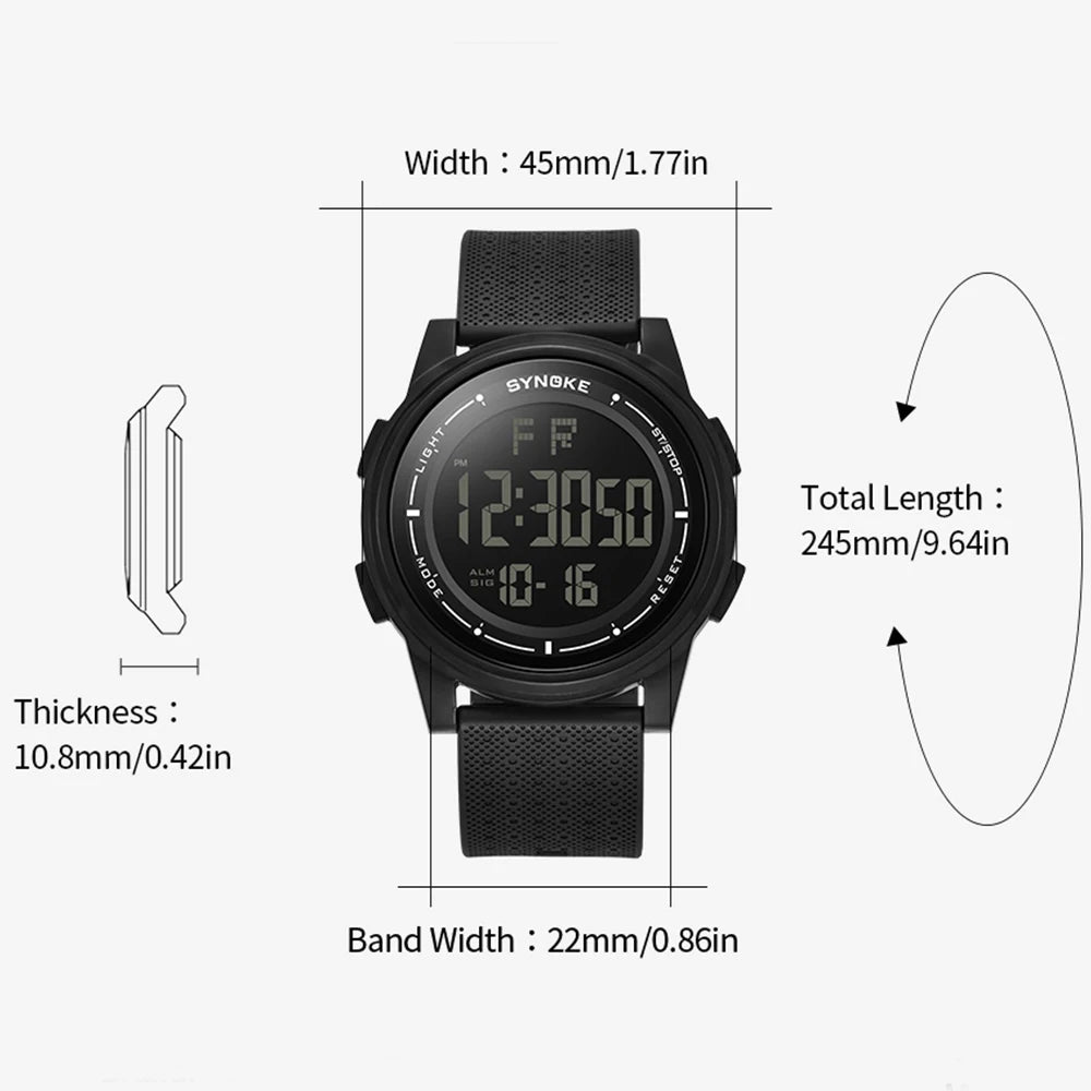 Digital Watch Waterproof with Stopwatch Alarm Ultra-Thin Super Wide-Angle Display Digital Wrist Watches For Men Women