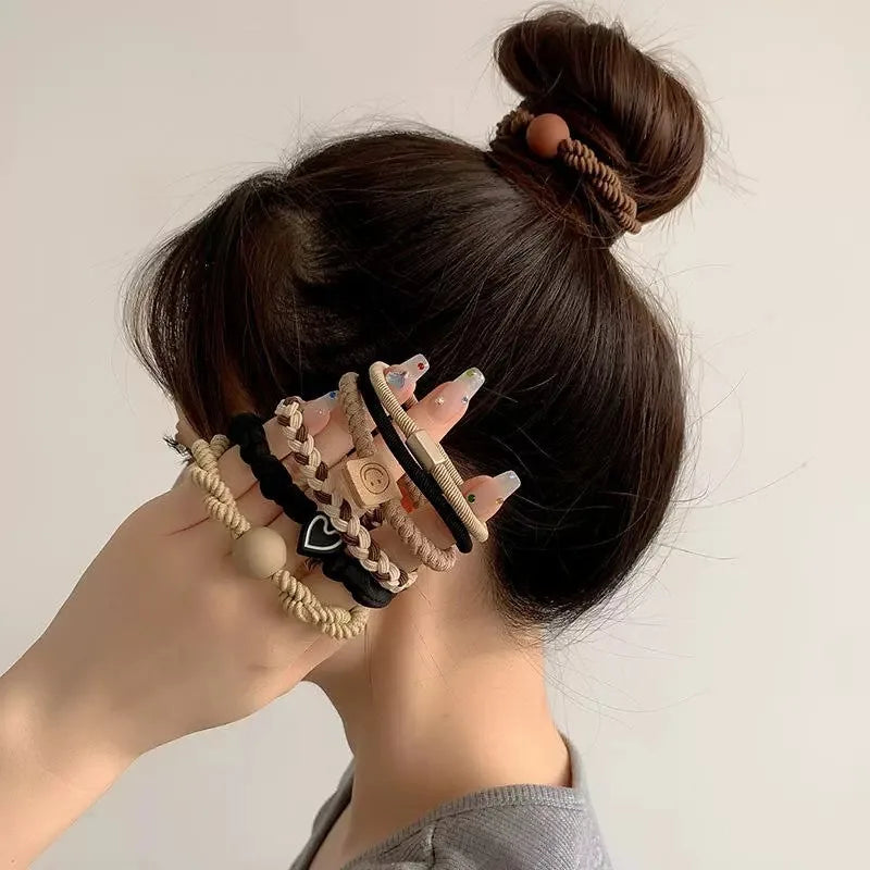5pcs/Bag Seamless Bow Hair Ties