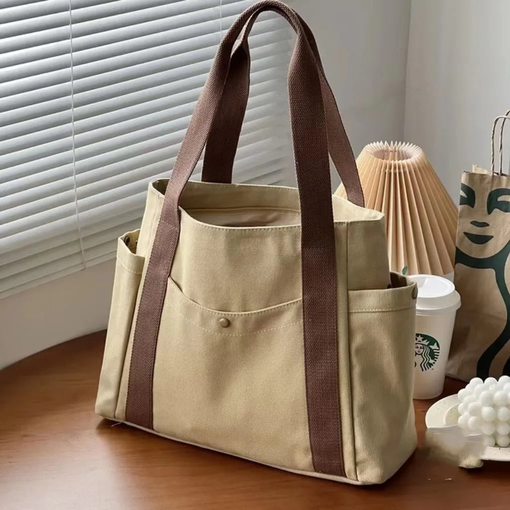 Large Capacity Canvas Tote Bag for Work – Stylish & Durable Women's Shoulder Bag