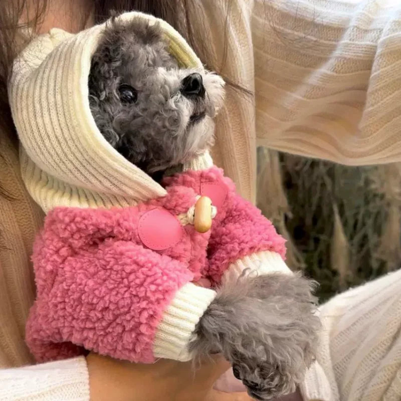 Cozy Fleece Dog Coat - Bear-Design Winter Jacket for Small Breeds