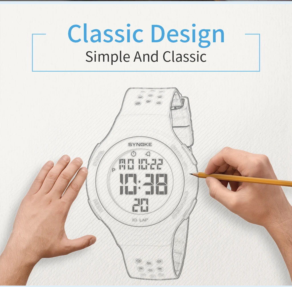 SYNOKE Women's Watches Thin Luxury Swim Waterproof Digital Sport Watch For Men LED Electronic Clock Multifunc Diving Wristwatch