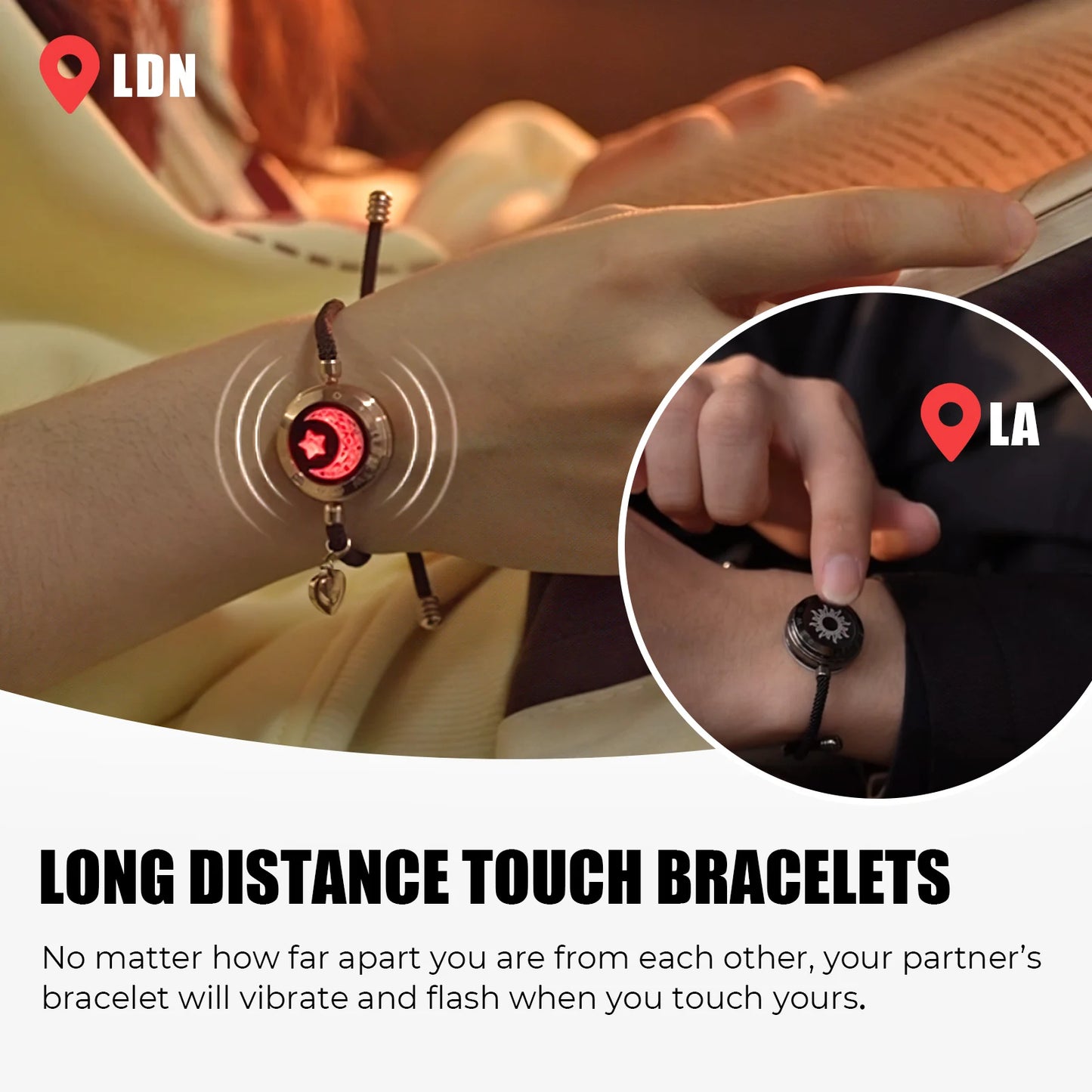 Long Distance Relationship Gifts Smart Sun&Moon Love Bracelet