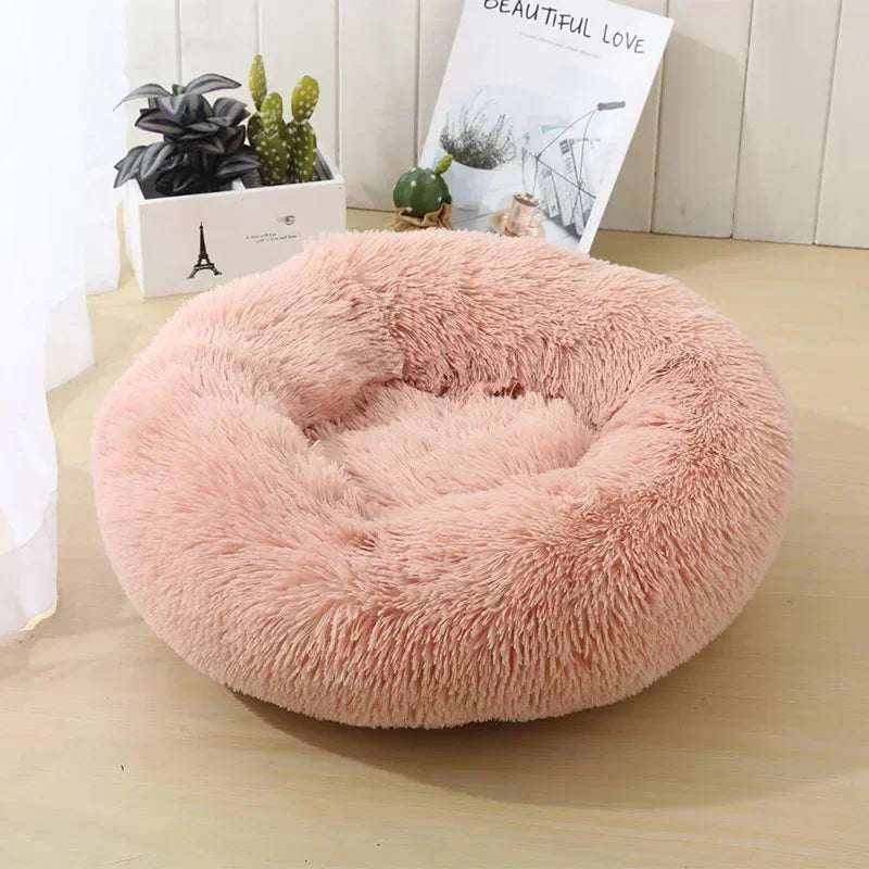 Self-Warming Round Pet Bed - Plush, Non-Slip Mat for Cats & Dogs