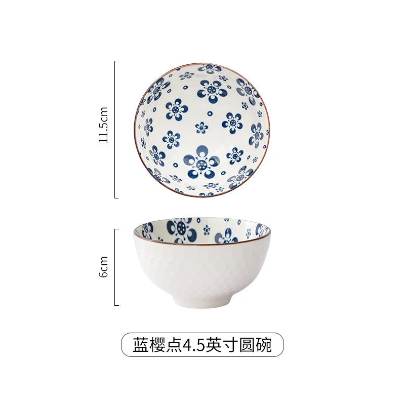 Japanese Ceramic Tableware Underglaze Color Dishes Rice Bowl