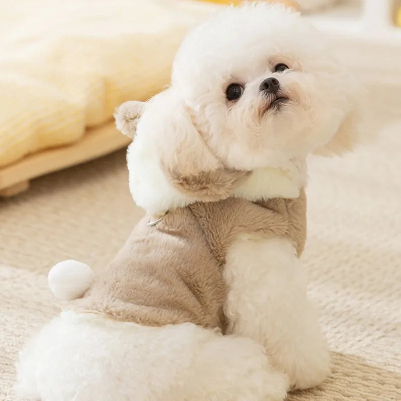 Cozy Fleece Dog Coat - Bear-Design Winter Jacket for Small Breeds