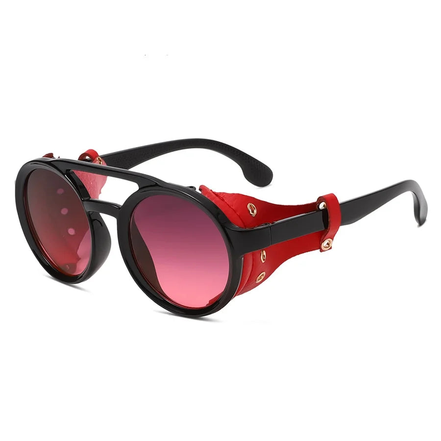 Retro Vintage Round Sunglasses – UV400 Leather Goggles Anti-Wind Unisex 8 Colors