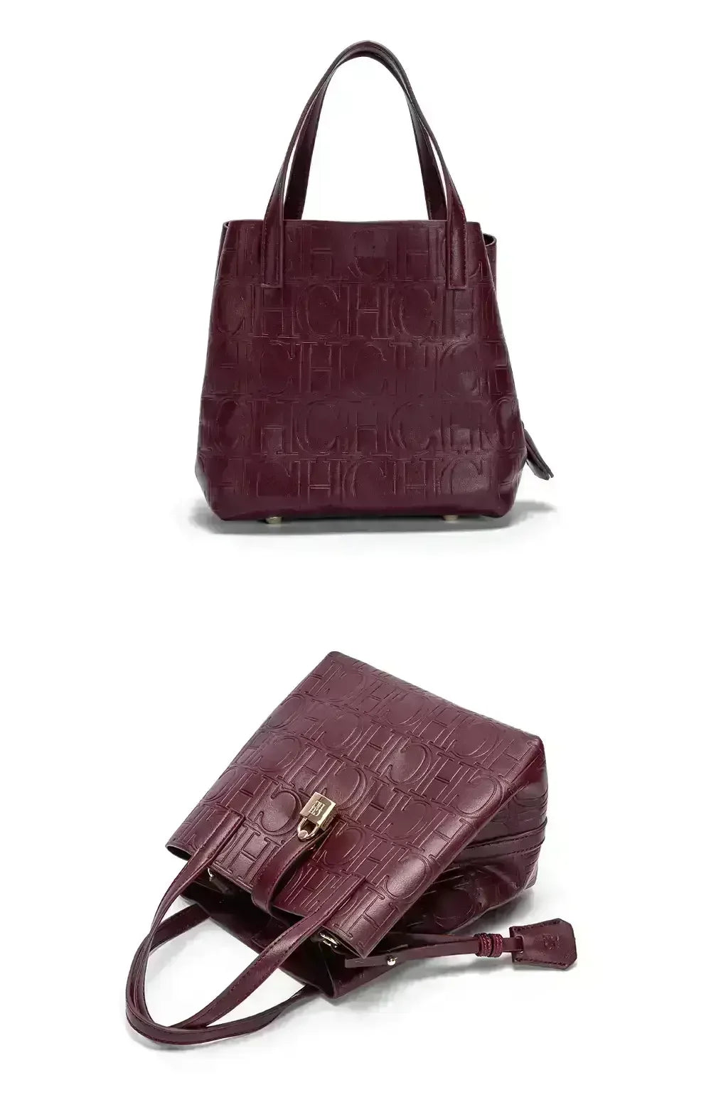 CH Large Capacity Handbag Luxury Brand Temperament Letter Print with Lock Design 2025 Trendy Women's Crossbody Bag
