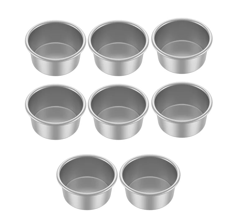 4/8Pcs Cake Bake Pan Non-Stick 4inch Round Cake Tin Stainless Steel Mold Pan Reusable Cake Bakeware Dishwasher Safe Baking Mold