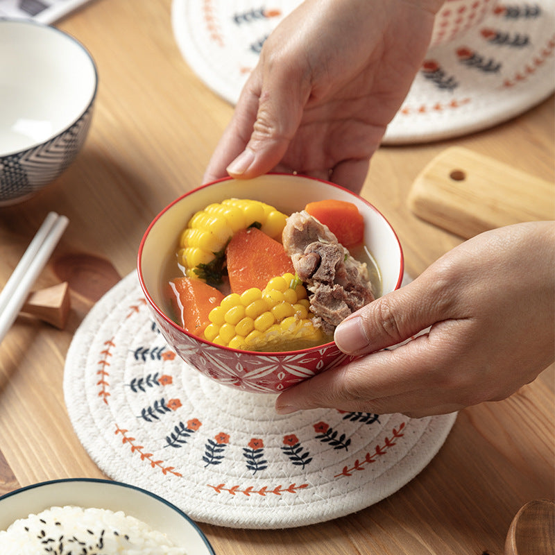 Japanese tableware bowl creative ceramic soup bowl rice bowl fruit bowl household bowl set kitchen tableware
