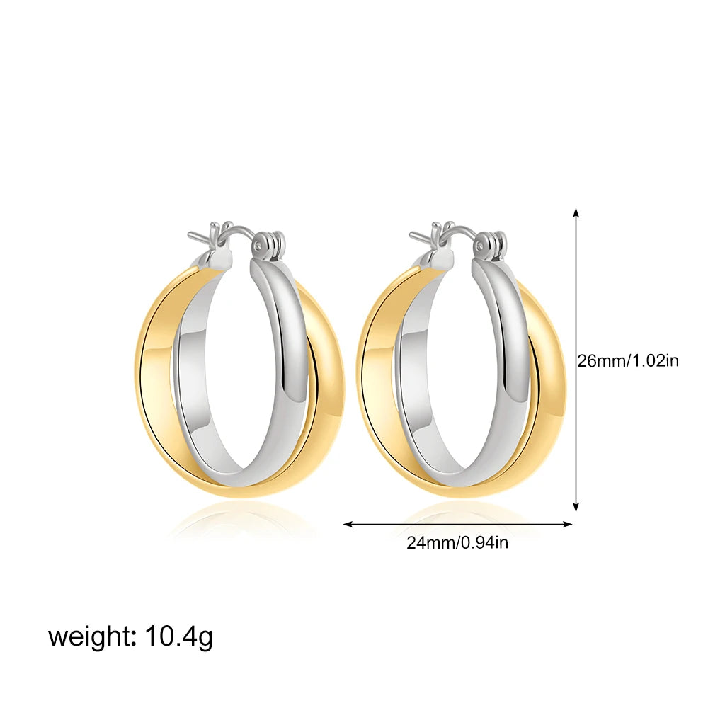Retro Multi-layer Twist Irregular C Shape Hoop Earrings for Women Girls Gold Color Geometric Ear Buckle Stud Punk Jewelry Gifts