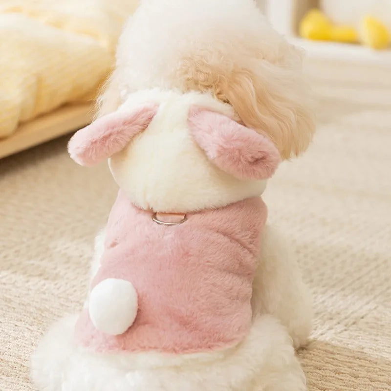 Cozy Fleece Dog Coat - Bear-Design Winter Jacket for Small Breeds