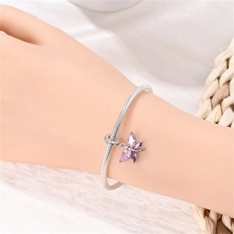 925 Silver Plating Colorful Butterfly Insect Animal Charms Beads Sparkling Zircon Fit Qikaola 925 Original Bracelets DIY Jewelry