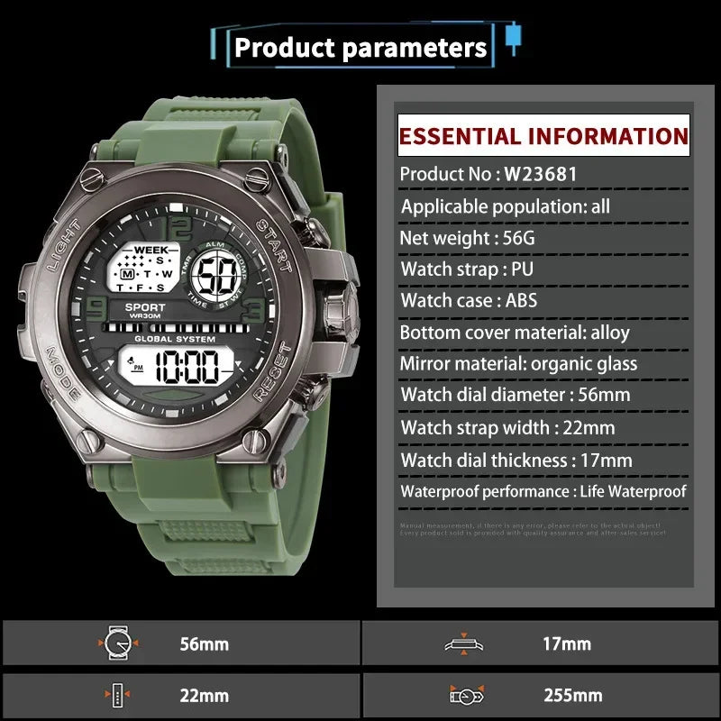 Men's Sports Watches 30M Waterproof Multifunction Clock Outdoor Military Digital Watch Smart Electronic Wristwatch for man Kids