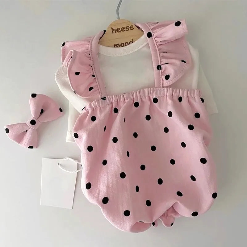 Polka Dot Dog Dress with Suspenders – Luxury Summer Skirt Vest for Small Dogs
