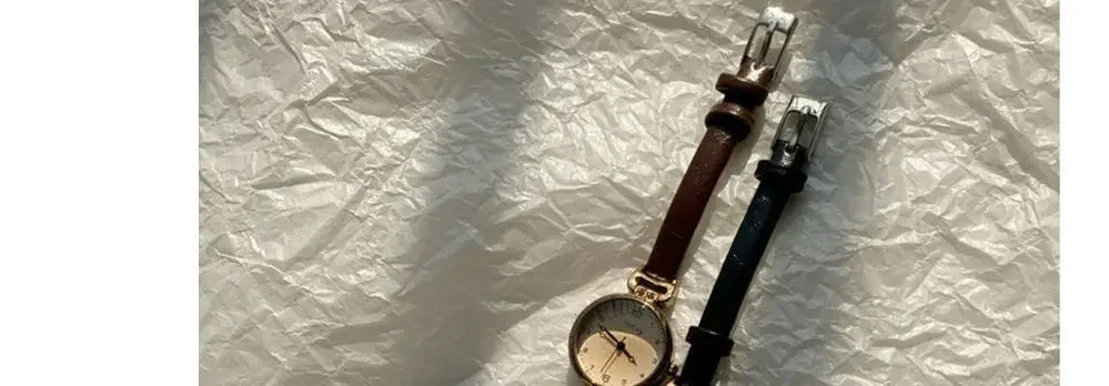 Retro High-end Round Dial Quartz Watches for Women PU Leather Strap Wristwatches Fashion Simple Temperament Girls Watch Gifts