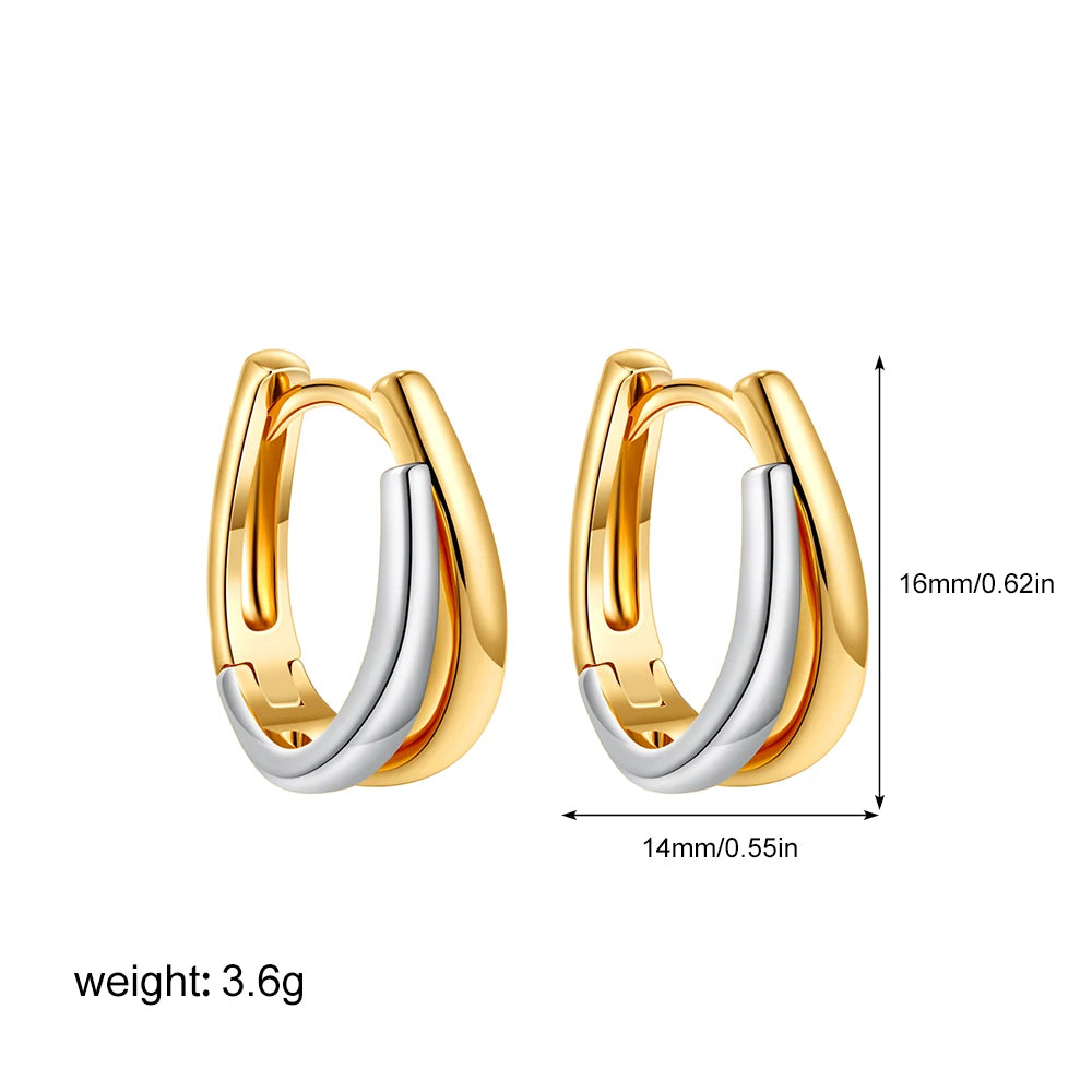 Retro Multi-layer Twist Irregular C Shape Hoop Earrings for Women Girls Gold Color Geometric Ear Buckle Stud Punk Jewelry Gifts