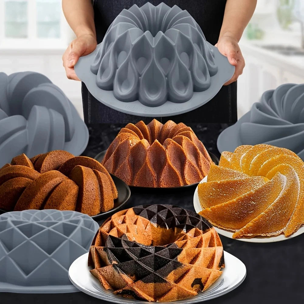 Silicone Bakeware Set Versatile Cake Molds Non-Stick Flower & Assorted Shapes Baking Pans Muffins Chocolates Moulds