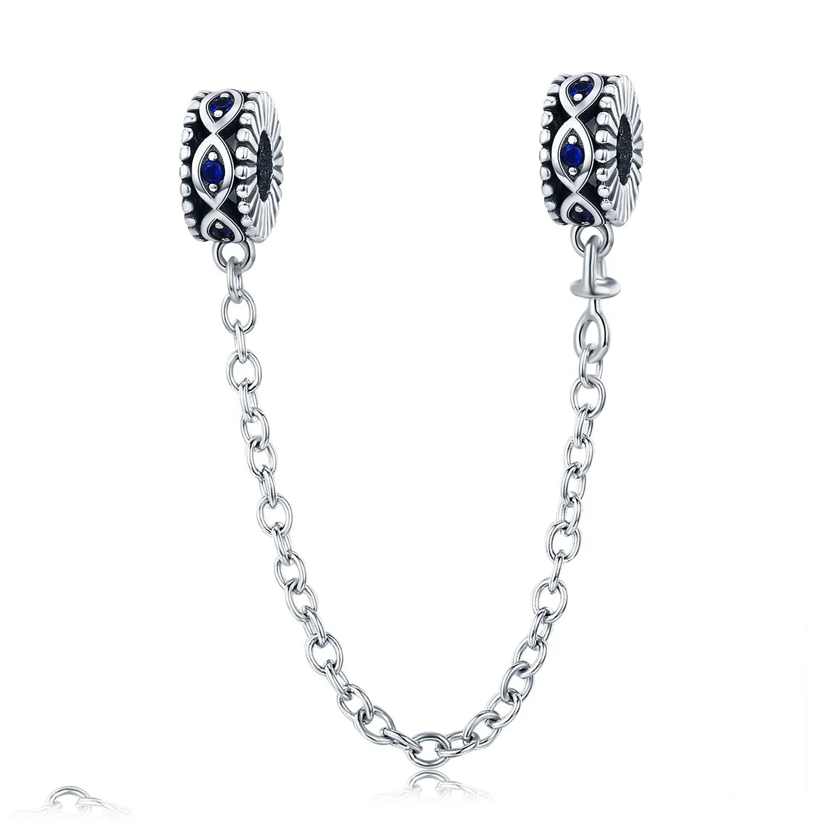 WOSTU 925 Sterling Silver Amimal Safety Chain Heart Key Flower Pendant CZ Charms Stopper Fit Original Bracelet DIY Fine Jewelry