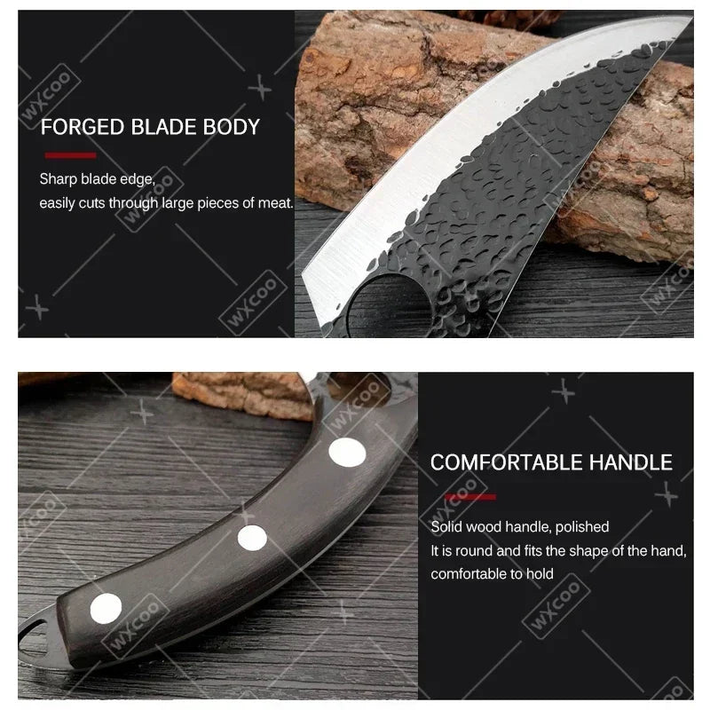 Butcher Knife Handmade Forged Kitchen Knife Set Multifuntional Bottle Opener Chef Knives for Meat Cutting Cooking Household