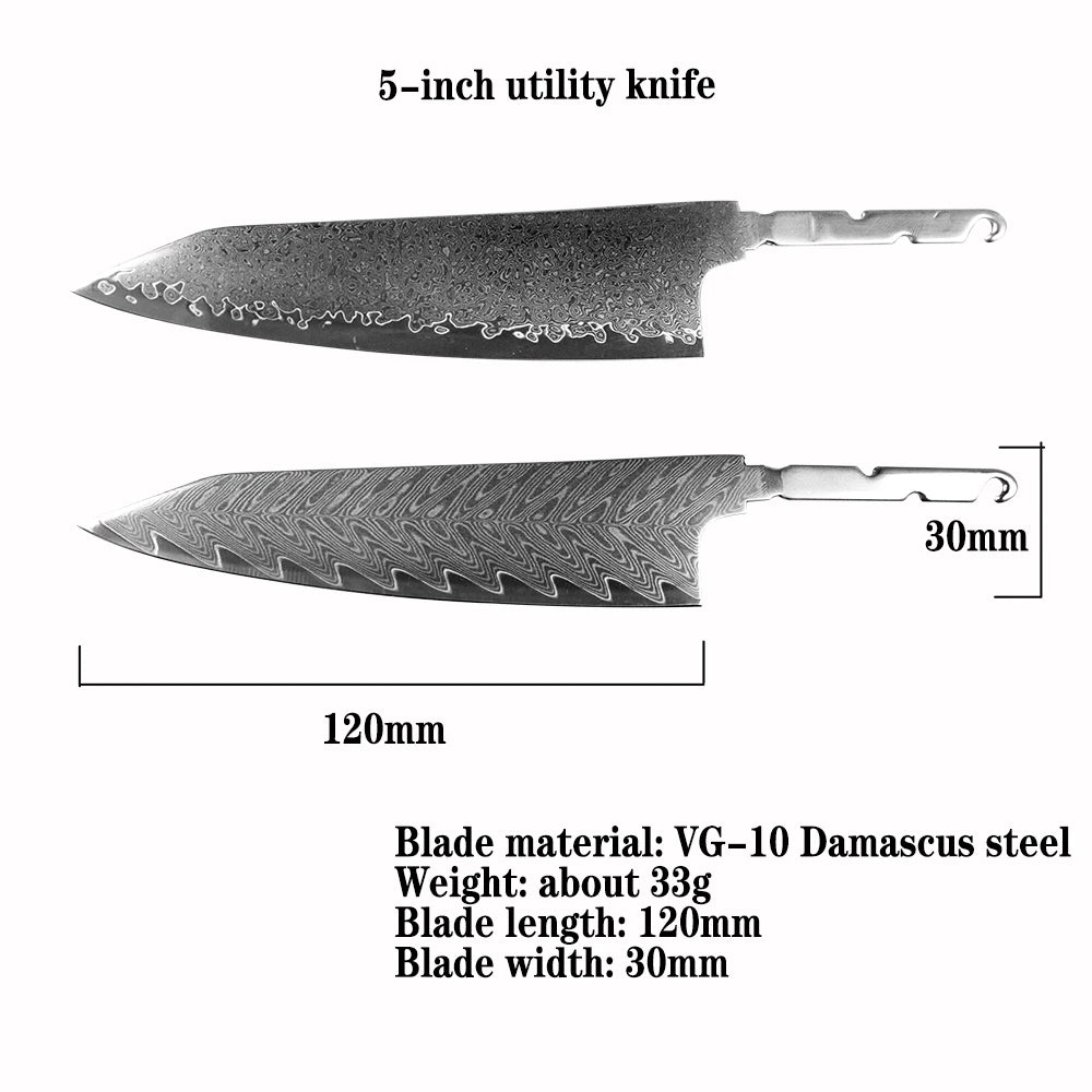 Sharp DIY Chef Fruit Utility Knife Blank VG10 Damascus Steel Blade Material Semi-finished Knife Embryo Japanese Style
