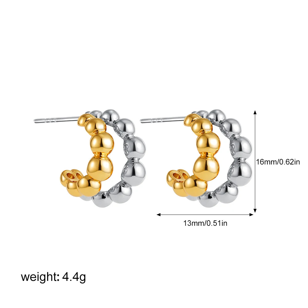 Retro Multi-layer Twist Irregular C Shape Hoop Earrings for Women Girls Gold Color Geometric Ear Buckle Stud Punk Jewelry Gifts