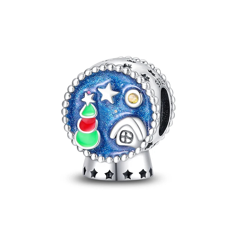 New Fireplace Snowman Sweater Sweet Romantic Christmas Winter Theme Charms Beads Fit Pan 925 Original Bracelets DIY Fine Jewelry