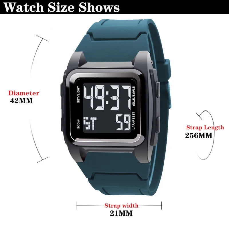 Men's Digital Watches Waterproof Men Sports Watch Luminous Multifunction Clock Outdoor Running Student Fitness Wristwatch
