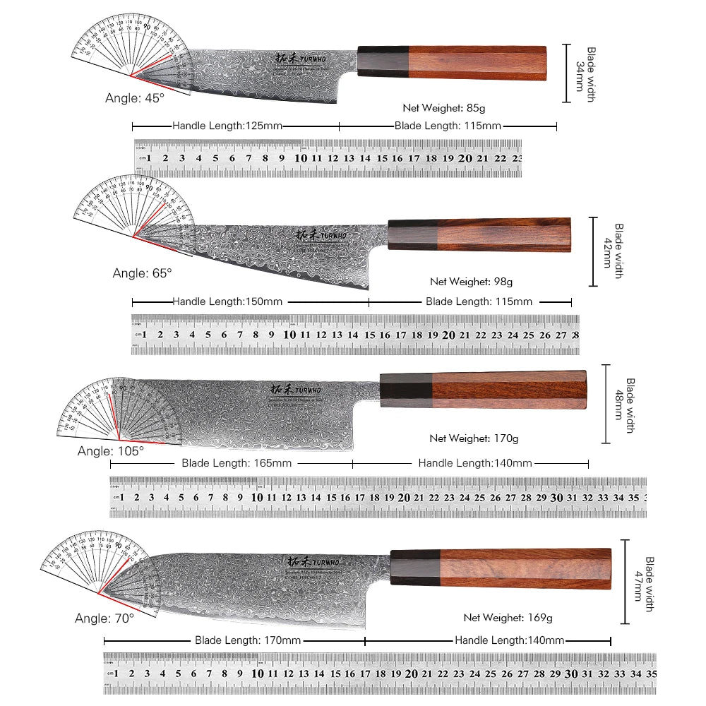 TURWHO Hand Forged Japanese Chef Knife Damascus Steel Kitchen Knives Santoku Sashimi Bread Utility Handmade Blade Cooking Tools