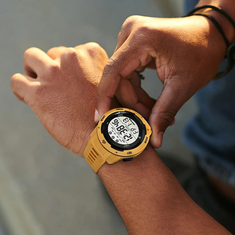 Digital Watches Men Men Numbers Sport Watch 5ATM Waterproof Back Light Round Screen Digital Multifunction Alarm Swimming